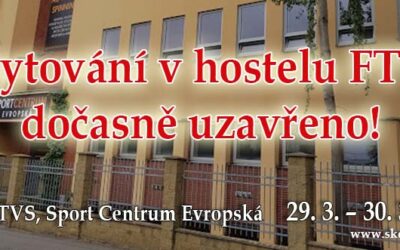 Ubytování v hostelu FTVS uzavřeno. Známe náhradní.